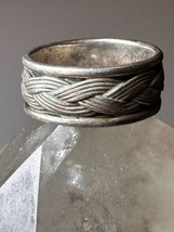 Woven ring size 6 braided braid  band sterling silver women  boys - £27.69 GBP