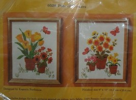 Creative Circle 2 Crewel Needlework Designs 0528 Pots of Flowers Parfion... - $25.97