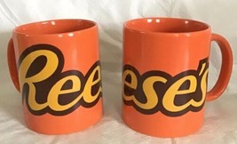 Pair of Reese’s Peanut Butter Mugs Hershey Coffee Tea Cup Orange Gallerie 12 oz - £10.34 GBP