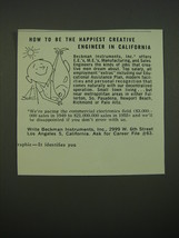 1956 Beckman Instruments, Inc. Ad - How to be the happiest creative engineer - £14.78 GBP
