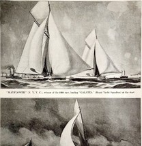 Mayflower Galatea Valkyrie Vigilant 1930 America&#39;s Cup Race Nautical Pri... - £23.59 GBP