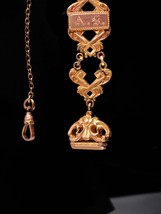 Antique pocketwatch fob chain - Initials AS - wax seals - Yellow rose gold plate - £237.26 GBP