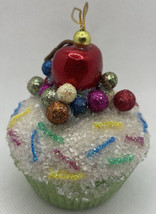 C UPC Ake Bakery Glitter 3.5&quot;VTG Xmas Tree Ornament Glass - $14.85