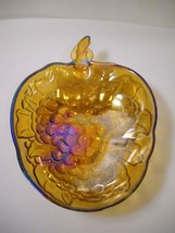 VINTAGE Large Carnival GLASS Bowl IRIDESCENT Amber COLOR Shaped as RASPB... - $39.59