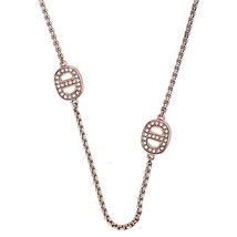 Michael Kors Rose Gold Tone Mkj3991791 Crystal Maritime Station Necklace NWT - £47.42 GBP