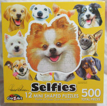 Cra-Z-Art 500 Piece Jigsaw Puzzle DOG SELFIES 12 mini shapes w/ poster &amp; glue - £21.63 GBP