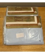 Flannelette Double Flat Fitted Bed Flannel Sheet Blue Vintage Bibb Cotton - $67.90 CAD