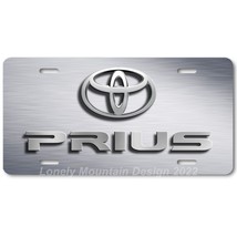 Toyota Prius &amp; Logo Inspired Art on Gray FLAT Aluminum Novelty License Tag Plate - £12.94 GBP