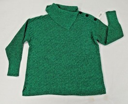 Style &amp; Co Green Button Cowl Neck Long Sleeve Sweater  Womens OX = Size 12 New - £31.96 GBP