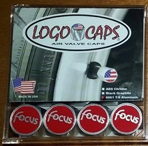 Logo Caps Red FOCUS Logo Tire Air Valve Cover Caps - Brushed Aluminum Fi... - $8.68