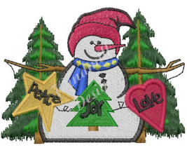 Snowman Peace Joy Love - Machine Embroidery Design - £2.78 GBP