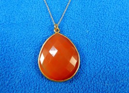 Red Onyx Teardrop Pendant Necklace LaSoula Terra Collection, 24&quot; Chain - £15.59 GBP