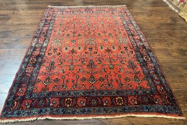 Antique Perisan Tribal Rug 5 x 6.6, Tomato Red - £2,043.29 GBP