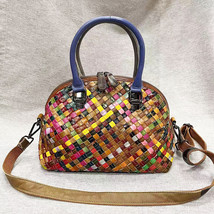 Wind Vintage Leather Women Bag Hand-Woven Hand Bag Shoulder Bag Women&#39;s Bag Deli - £56.68 GBP