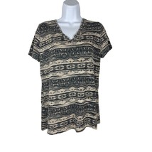 Mossimo Womens Tee Size XL Southwestern Print V-Neck Short Sleeve Gray Beige - £7.19 GBP