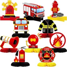 10 Pcs Firetruck Birthday Party Decorations Fire Truck Themed Table Supplies Fir - £15.97 GBP