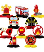 10 Pcs Firetruck Birthday Party Decorations Fire Truck Themed Table Supp... - £15.68 GBP