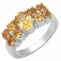 1.68ctw Genuine Yellow CITRINE Solid 925 Sterling SILVER Gemstone Ring sz 6 - £72.03 GBP