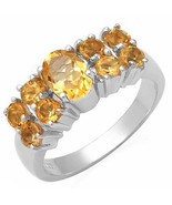 1.68ctw Genuine Yellow CITRINE Solid 925 Sterling SILVER Gemstone Ring sz 6 - £65.38 GBP