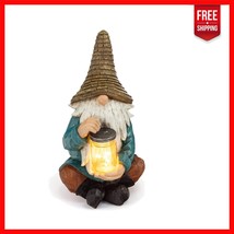 Charming Solar-Powered Gnome Statue for Garden - 10.5H x 7W, -Round Decor - $52.37