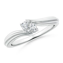 Angara Lab-Grown 0.16 Ct Round Two Stone Diamond Bypass Ring in Sterling Silver - £201.09 GBP
