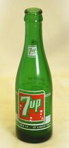 Vintage 7-Up Beverages Soda Pop Bottle Green Glass White Bubbles Logo 7 oz. - $9.89