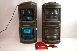 Double Stack Ship Lamp Lights Starboard Port Red Blue Brass Nautical Marine IVM - £380.52 GBP