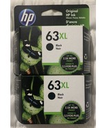 HP 63XL Black Ink Cartridges L0R43BN 2 x F6U64AN Exp 2025+ Sealed OEM Retail Box - £103.85 GBP