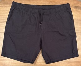 H&amp;M Mens XL Regular Fit Pull On Shorts Black Mid Length Cotton Drawstring - £17.29 GBP