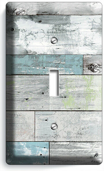 RUSTIC BEACHWOOD RECLAIMED WOOD 1 GANG LIGHT SWITCH PLATE BEDROOM ROOM ART DECOR