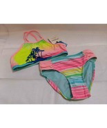 NWT Arizona Jean Co 2 Piece Swim Suit Girls Sz 7/8 UPF 50 Colorful Palm ... - £8.49 GBP