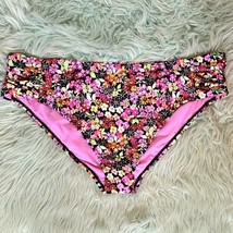 Califonia Waves Womens Swimsuit Bikini Bottoms Plus 1X Floral Black Pink... - $17.82