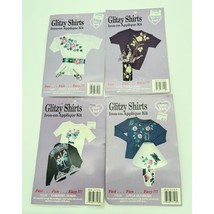 Glitzy Shirts Iron-On Applique Kit Unopened DIY Shirt Decor Set of 4 Packs Vtg - £10.81 GBP