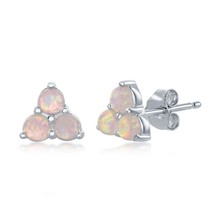 Sterling Silver Triple White Opal Cluster Stud Earrings - £21.03 GBP