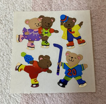 Vintage Sandylion Hockey Ice Skating Bears Glitter Prism Sticker Mod - £11.87 GBP