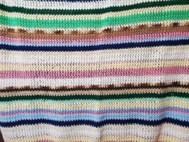 Vintage Afghan Throw BLANKET Multi Color Pastel  Crochet Handmade 58” X 55” - $32.71