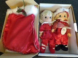 Set of 2 Precious Moments Christmas Dolls #1163 Twice As Much Fun Boy Girl 2005 - £53.31 GBP