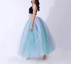 Blue Full Fluffy Tulle Skirt Women Plus Size Drawstring Waist Tulle Skirt image 9