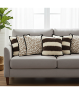 SOGA 6PC Pillowcase Set – 3x Heart White/Black &amp; 3x Brown Cream Striped ... - $83.50