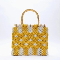 Ope woven bag flower bag small fresh za new handbag bamboo handle blue handbag shopping thumb200