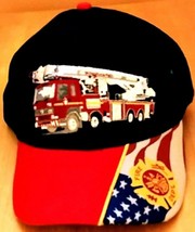 Fire Department Embroidered Fire Truck Hat - Maltese Cross And U.S. Flag On Bill - £5.81 GBP