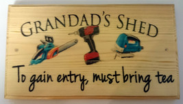 Large Grandads Shed (tea) Plaque / Sign - Garden Dad Gift Father Tools W... - $21.04