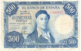 1954 Spain El Banco De Espana Quinientas 500 Pesetas #I3660291 - £17.92 GBP