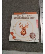 Kikkerland Mini Embroidery Kit Deer Pattern 3&quot; Round New Open Box - £3.72 GBP