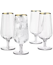 Martha Stewart Collection Optic Footed Water Glasses 18.9 oz, Set of 4 NEW - £20.53 GBP