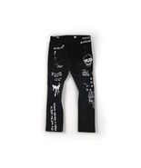 Smoke Rise Thrashed Black Distressed Graffiti Grunge Skinny Jeans Men's ... - $34.30