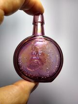 Wheaton Purple Carnival Glass Bottle Benjamin Harrison 1971 Mini 3" Amet... - $21.05