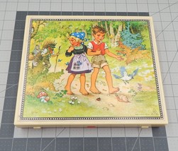 Fairy Tale Wooden Block Cube Puzzle Germany Riding Hood Hansel Gretel Cinderella - £17.86 GBP