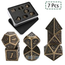 7Pcs/Set Vintage Bronze Metal Polyhedral Dice Dnd Rpg Mtg Role Playing G... - £19.01 GBP