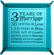 3 Years of Marriage Engraved Leather Catchall Valet Tray, Our 3Rd Wedding Annive - £15.38 GBP